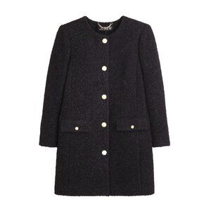 NWT J.Crew Collarless Lady Coat in Black Textured Tweed 8 $428